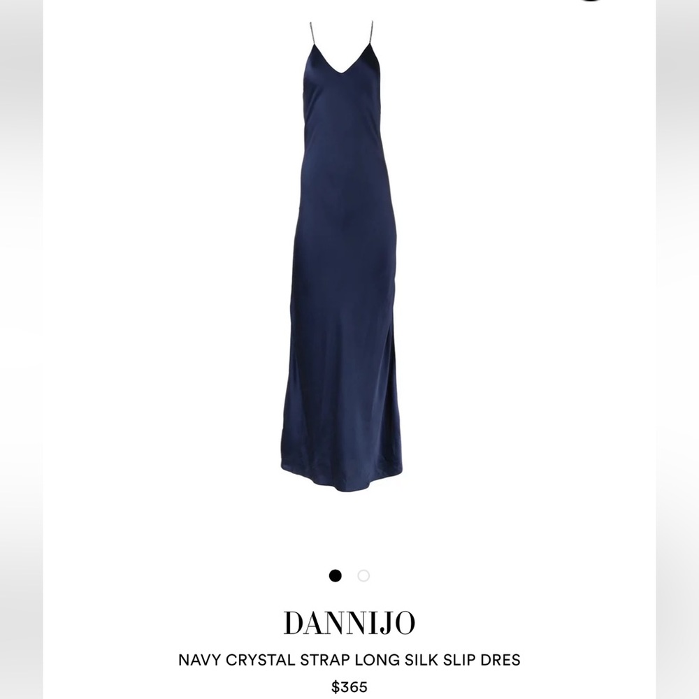 Dannijo Navy Crystal Strap Long Silk Slip Dress - Size Medium